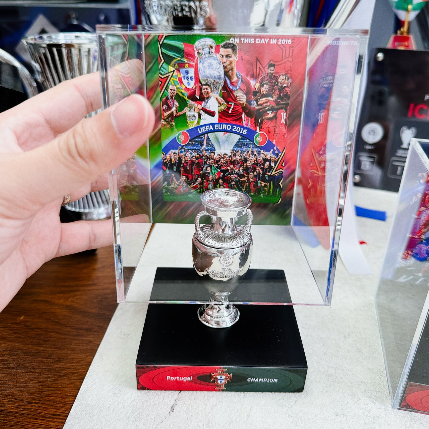Portugal European Cup Cristiano Ronaldo Commemorative Trophy Display Case