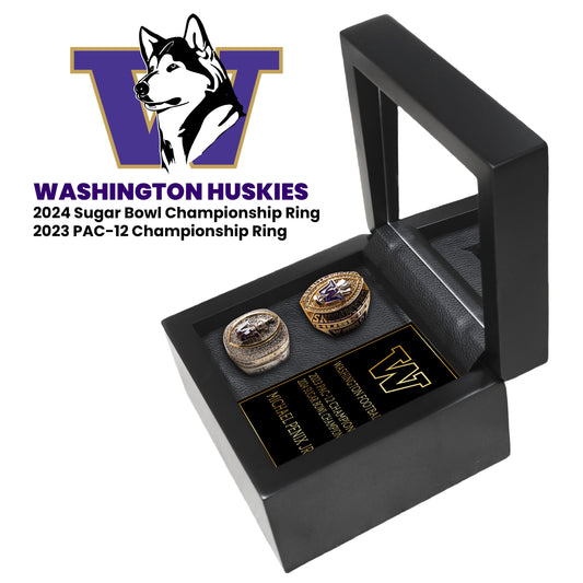 Washington Huskies 2024 Sugar Bowl&2023 Pac-12 Championship Ring Big Box-Official Edition