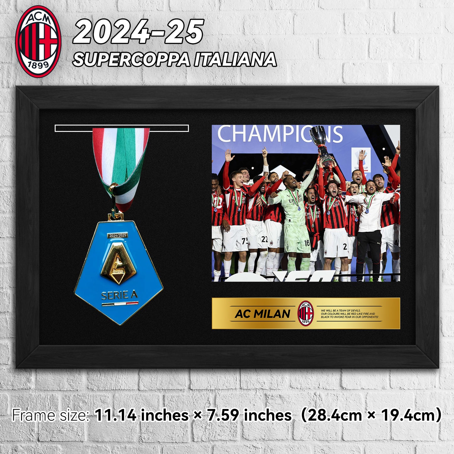 2024-25 AC Milan Supercoppa Italiana Football Medal Frame