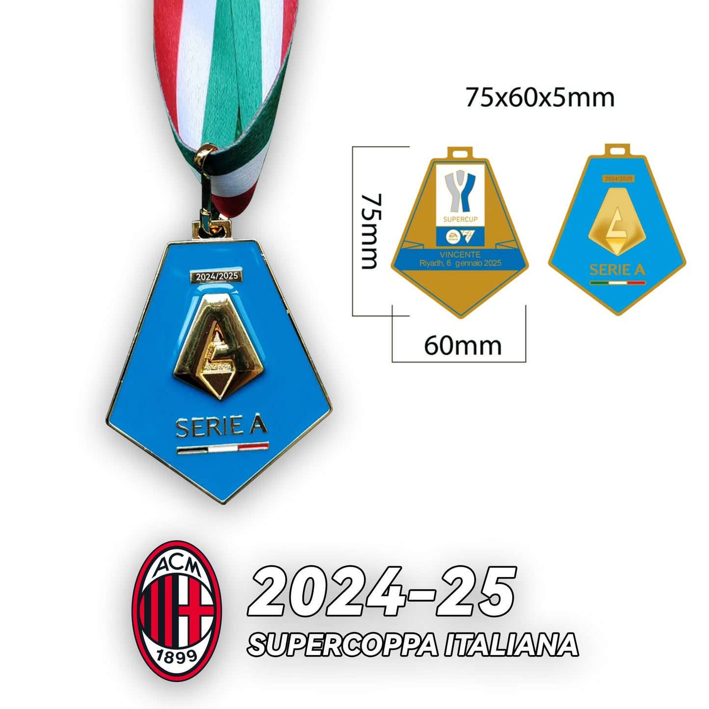 2024-25 AC Milan Supercoppa Italiana Football Medal Frame