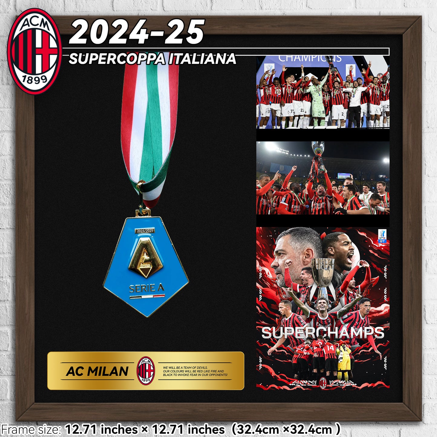 2024-25 AC Milan Supercoppa Italiana Football Medal Frame