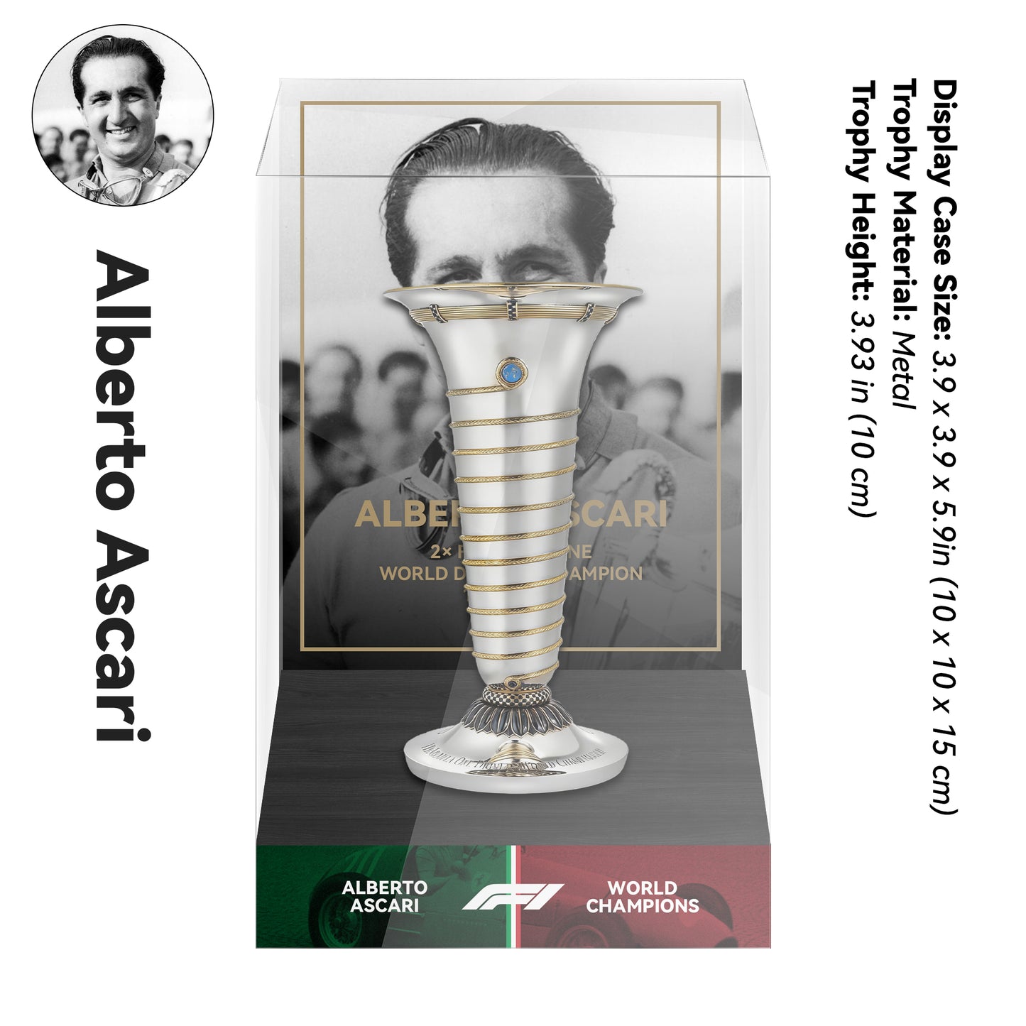 Alberto Ascari  Formula One World Drivers' Champions Trophy Display Case