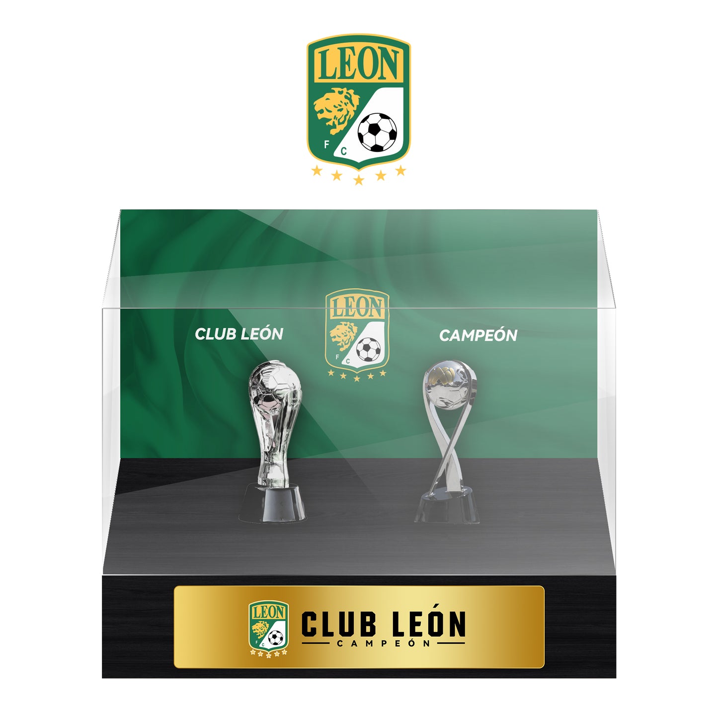 Club León Football Championship Trophy Display Case