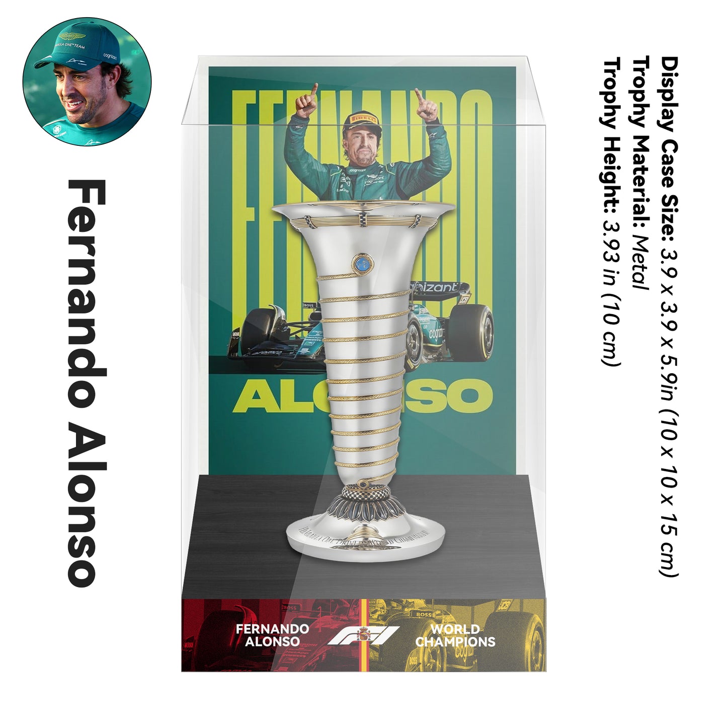 Emerson Fittipaldi Formula One World Drivers' Champions Trophy Display Case