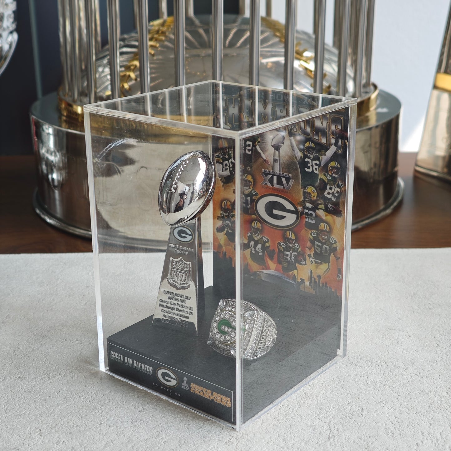 2011 Green Bay Packers Super Bowl XLV Championship Trophy Display Case