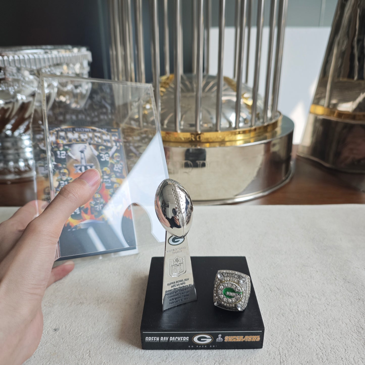 2011 Green Bay Packers Super Bowl XLV Championship Trophy Display Case