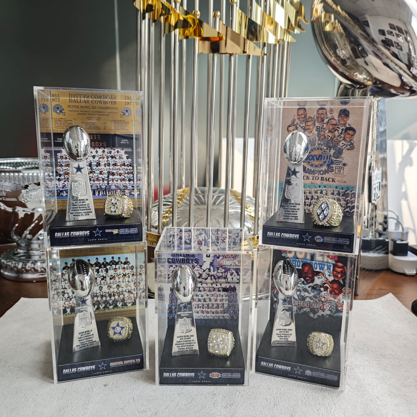 1993 Dallas Cowboys Super Bowl XXVII Championship Trophy Display Case