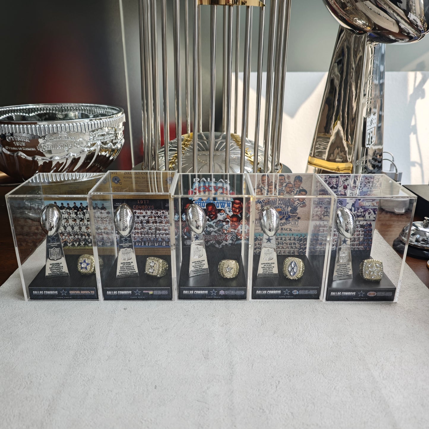1993 Dallas Cowboys Super Bowl XXVII Championship Trophy Display Case