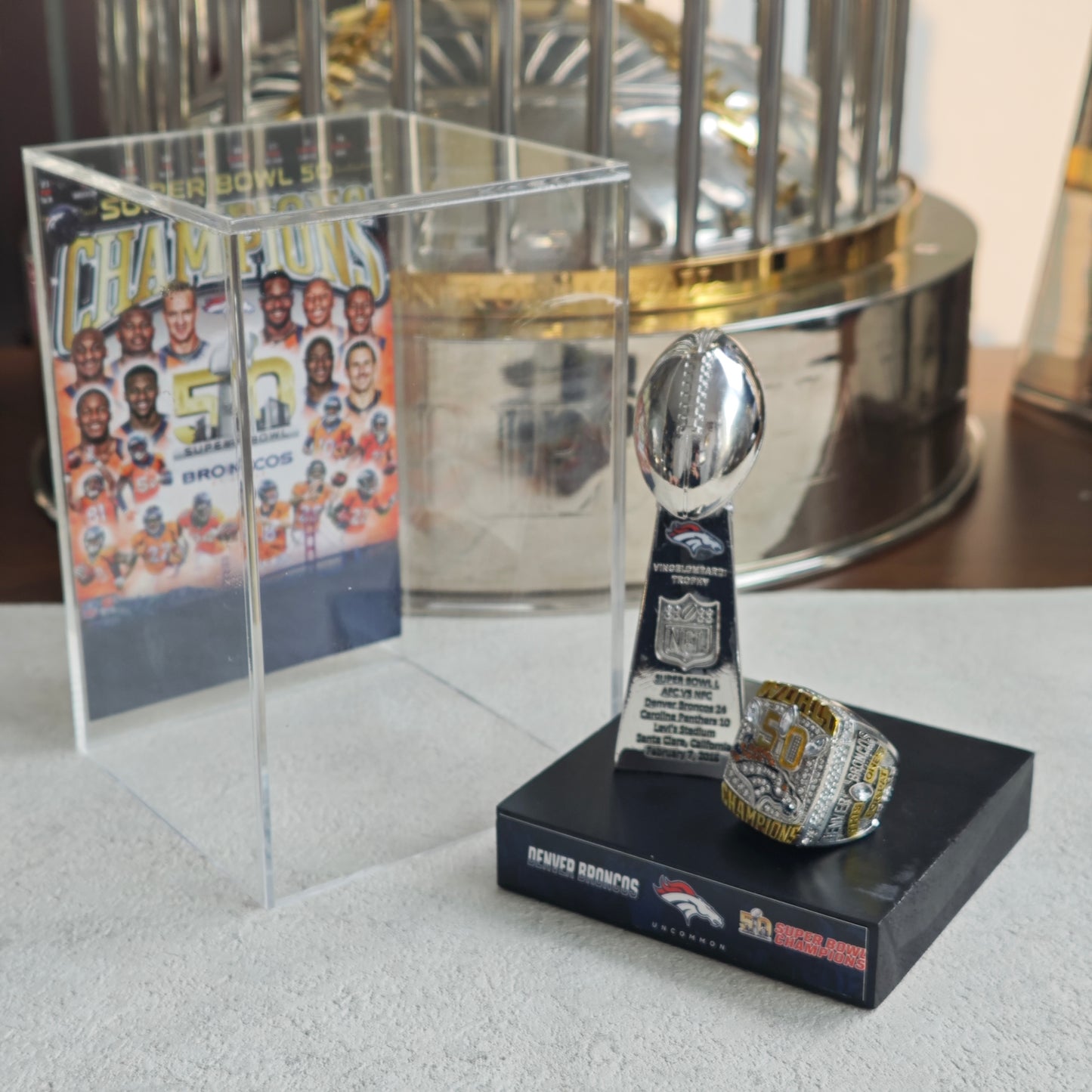 2016 Denver Broncos Super Bowl 50 Championship Trophy Display Case