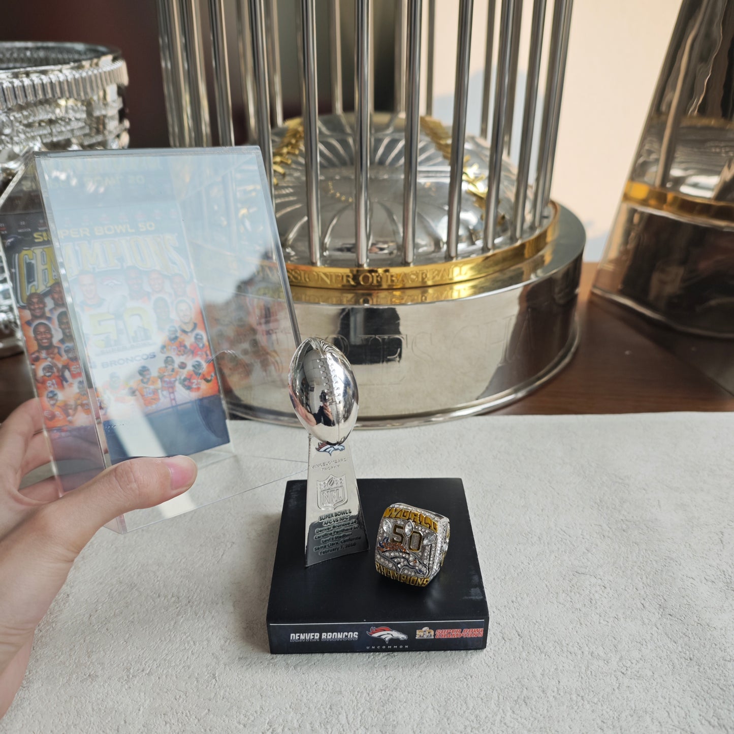 2016 Denver Broncos Super Bowl 50 Championship Trophy Display Case