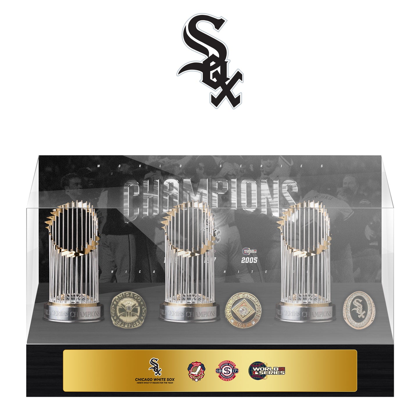 Chicago White Sox MLB World Series Championship Trophy And Ring Display Case