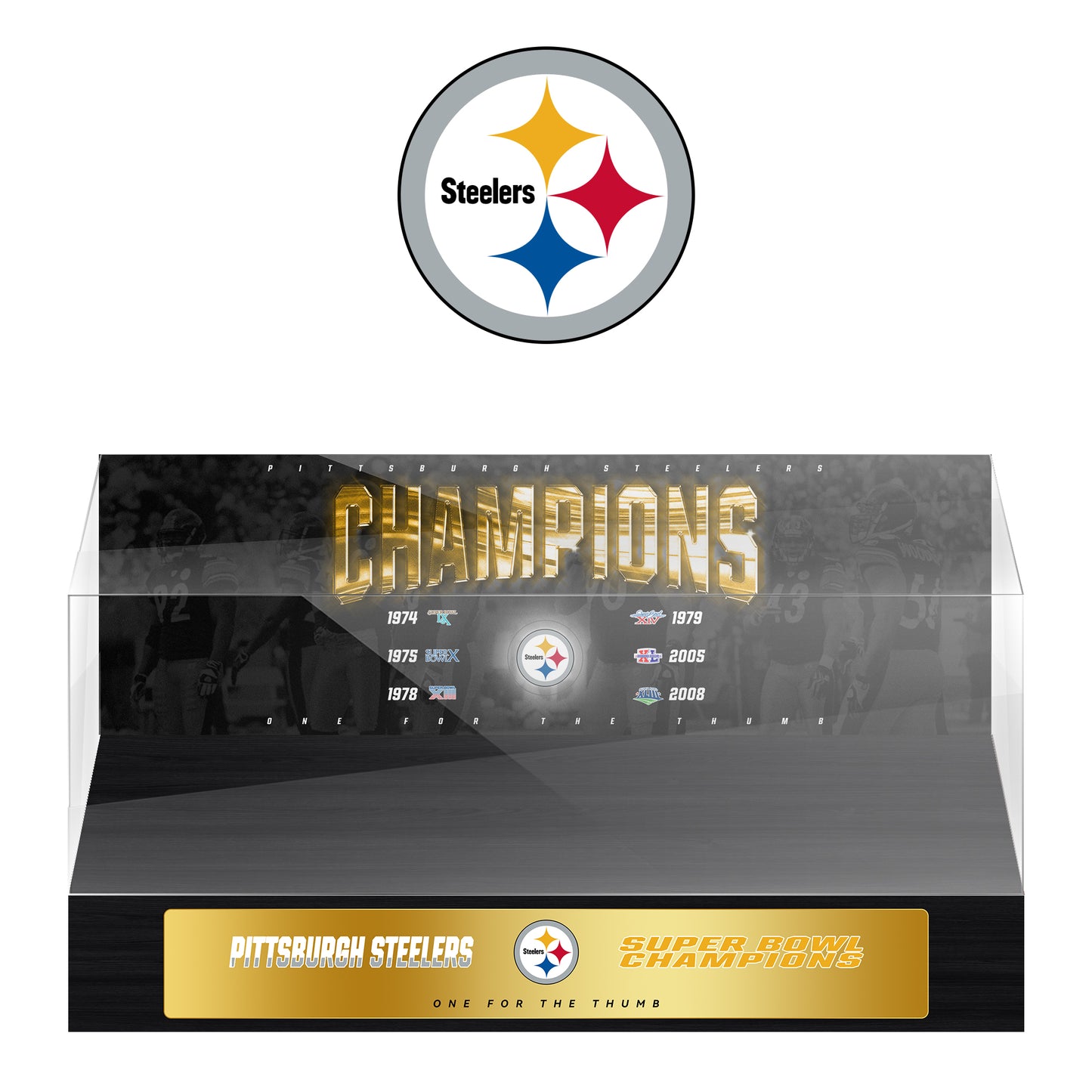 Pittsburgh Steelers Super Bowl Championship Trophy Ring Display Case