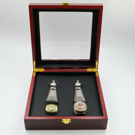 [ Tampa Bay Buccaneers ]2 Trophys and 2 Pcs Ring Set + Box NFL