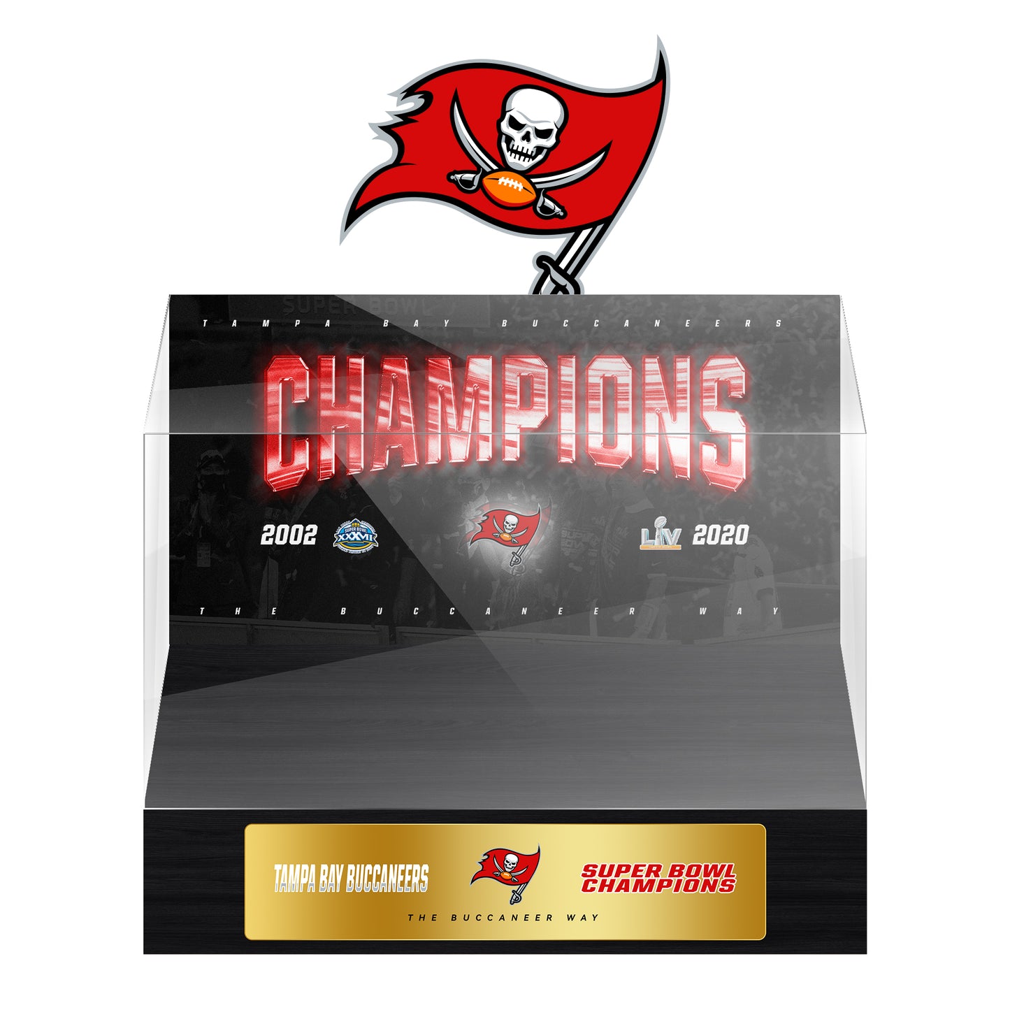 Tampa Bay Buccaneers Super Bowl Championship Trophy Ring Display Case