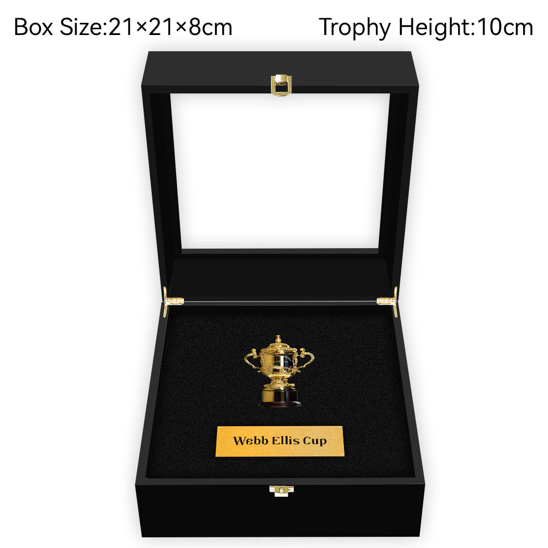 The Webb Ellis Cup Rugby World Cup Champions Trophy Wooden Box 10cm Metal