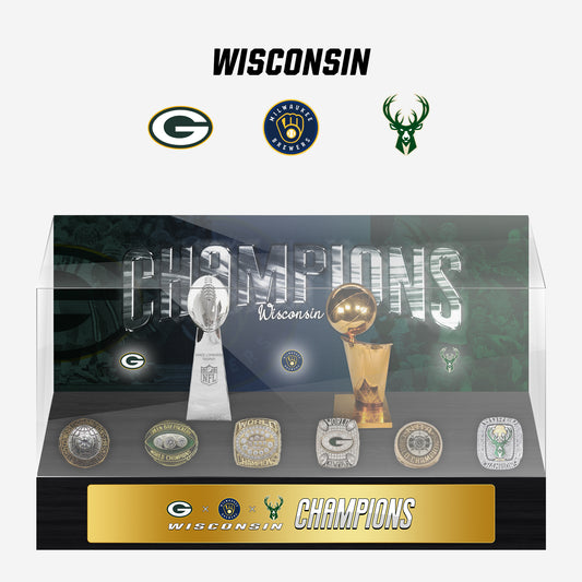 Wisconsin Championship Trophy and Rings Display Case