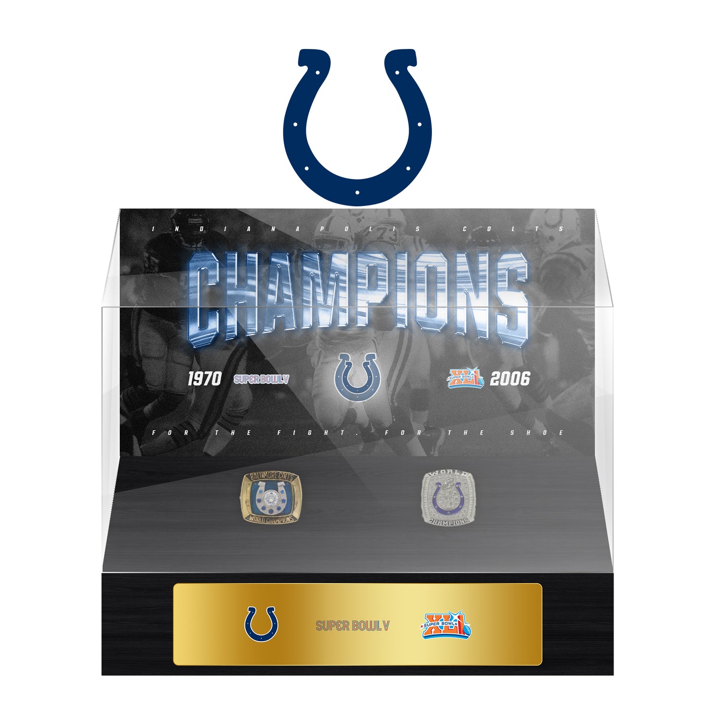 Indianapolis Colts Super Bowl Championship Trophy Ring Display Case