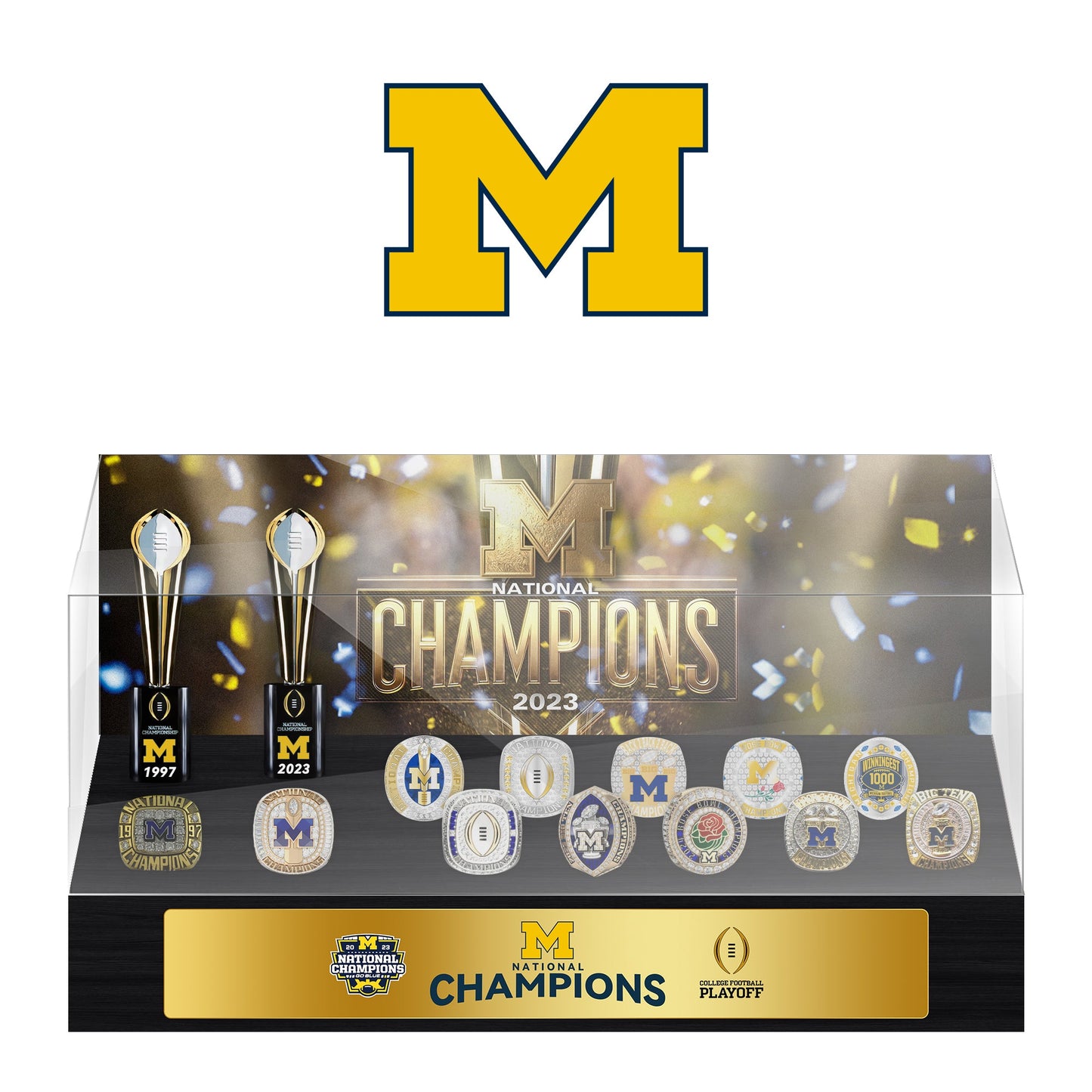 Michigan Wolverines College  National Championship NCAA  Trophy Ring Display Case 2+8-Official Version