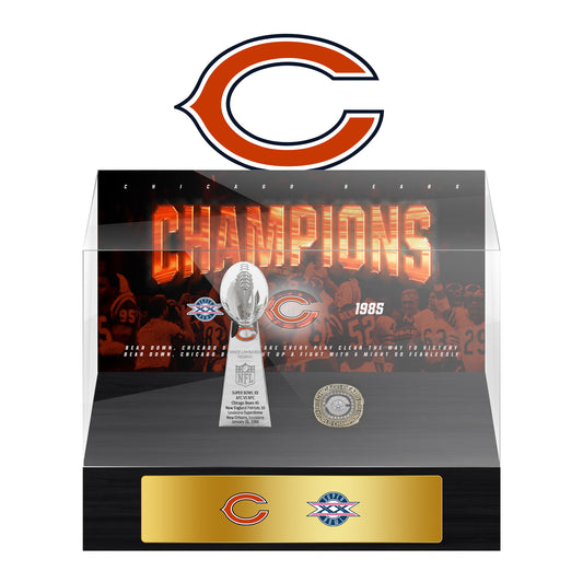 Chicago Bears Super Bowl Championship Trophy Ring Display Case