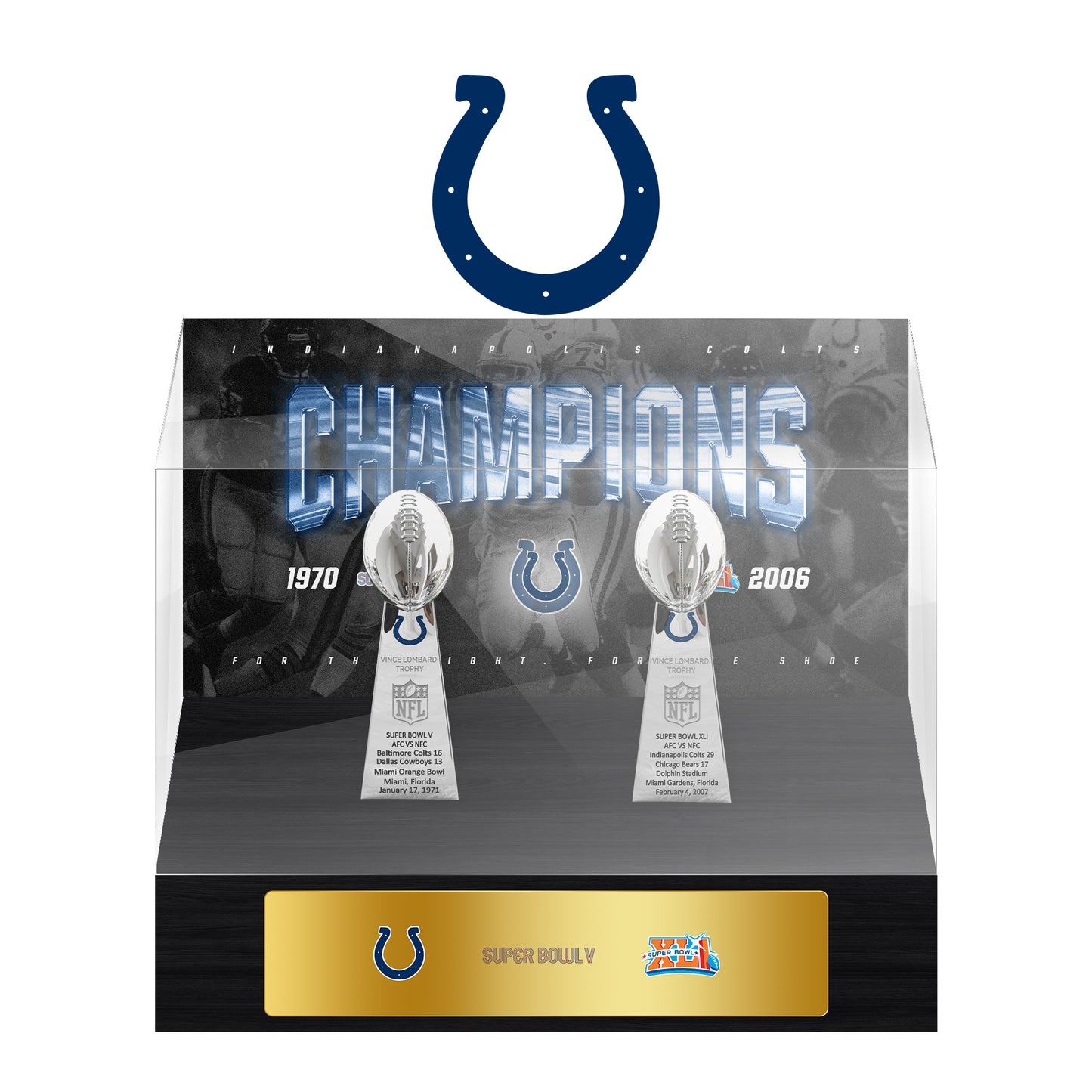 Indianapolis Colts Super Bowl Championship Trophy Ring Display Case