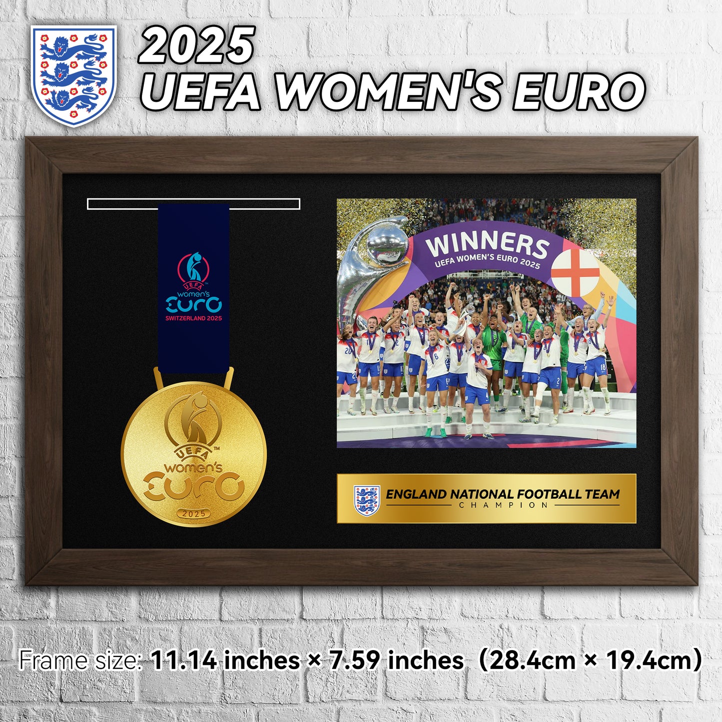 2025 UEFA Women's Euro England Football Medal Frame