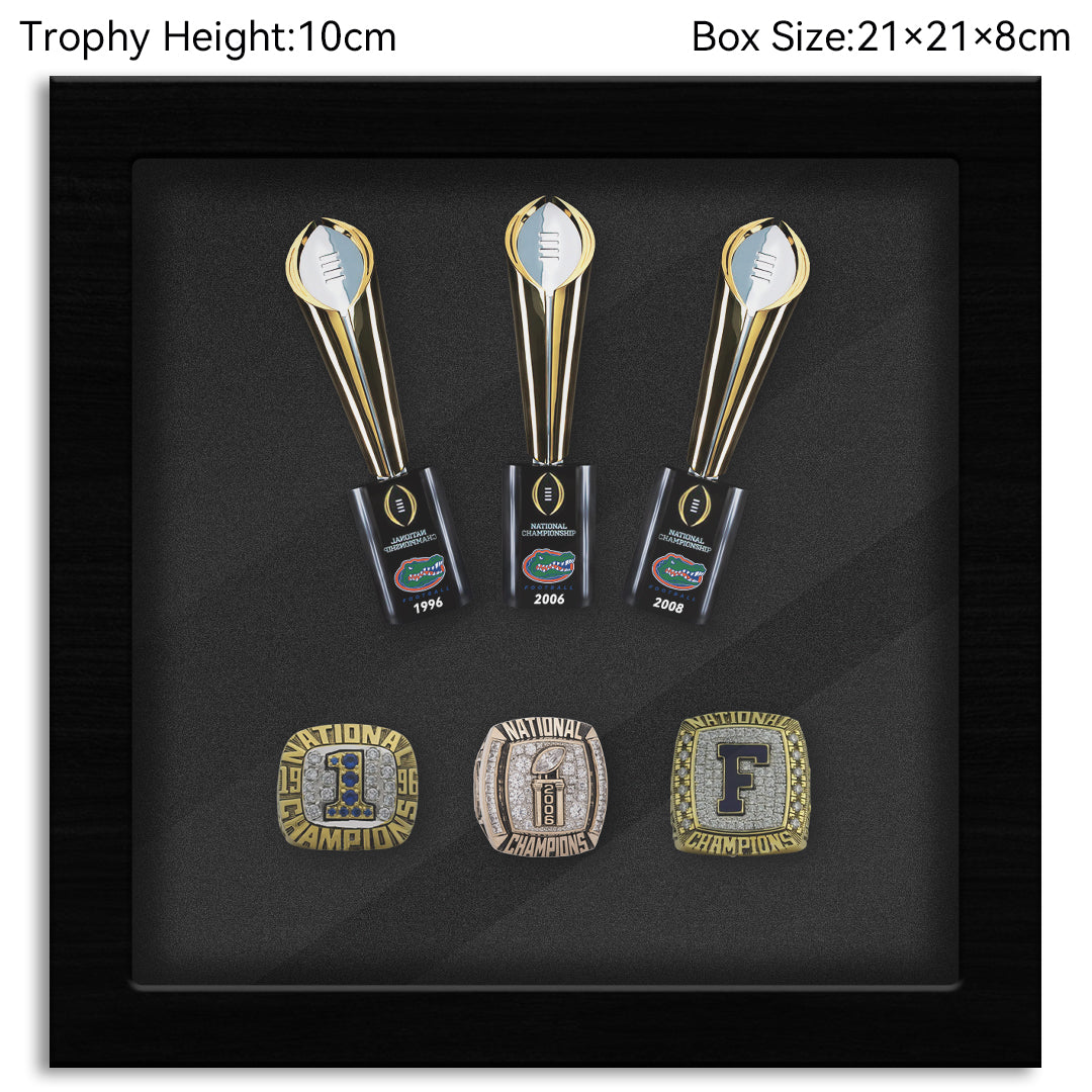 Florida Gators College Football CFP National Championship NCAA Trophy&Ring Box 3+3