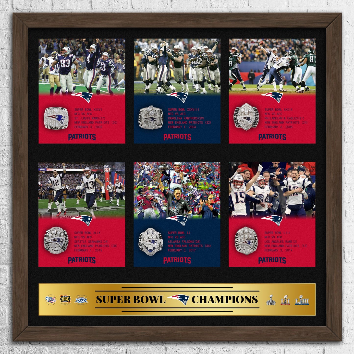 New England Patriots NFL Super Bowl Championship Ring Pendant Frame