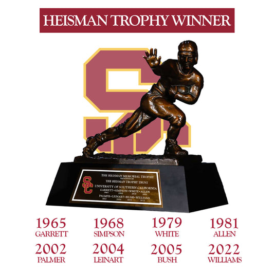 USC Trojans 1965/1968/1979/1981/2002/2004/2005/2022 NCAA Heisman Trophy