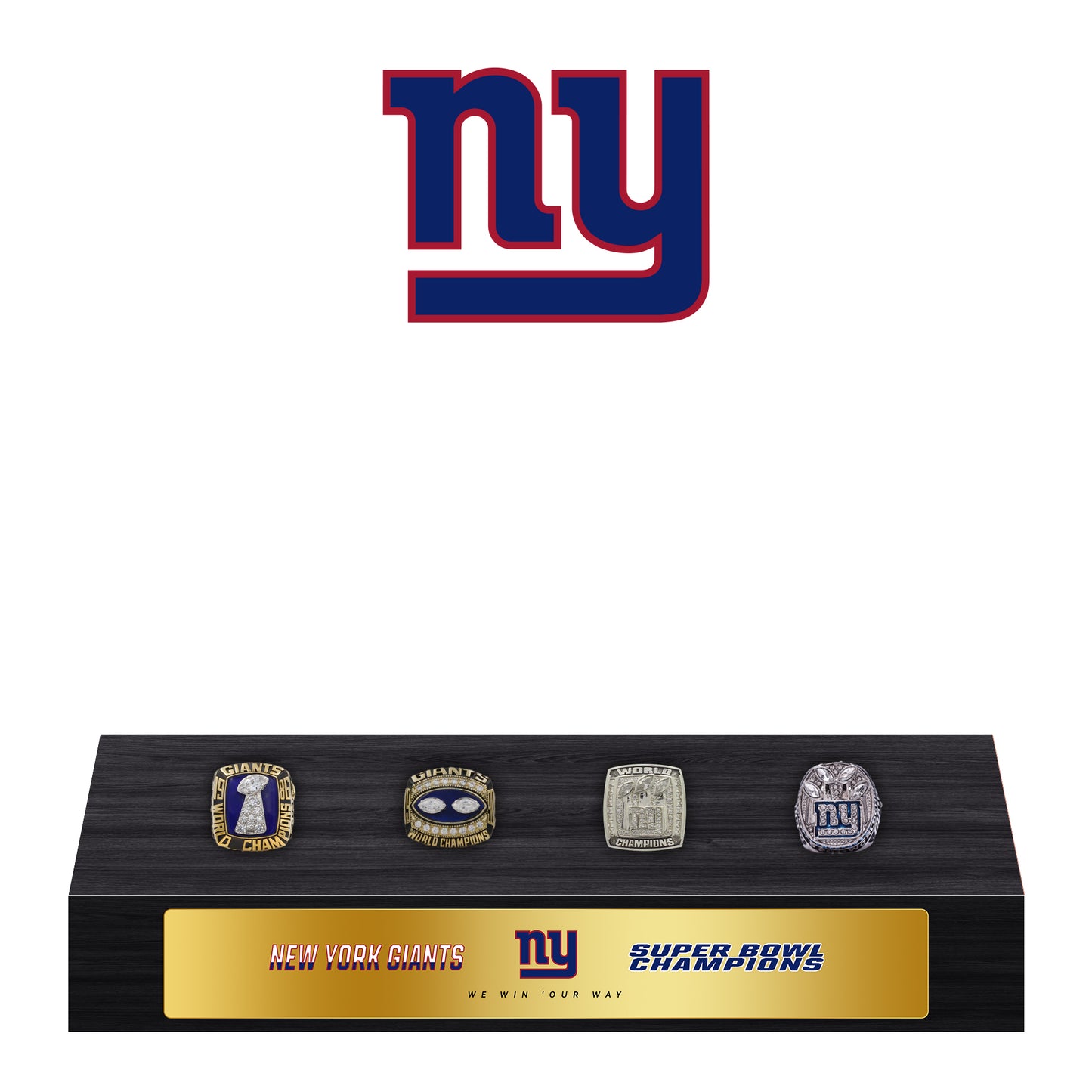 New York Giants Super Bowl Championship Trophy Ring Display Case