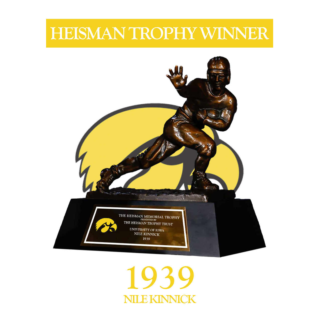 Lowa 1939 Nile Kinnick NCAA Heisman Trophy