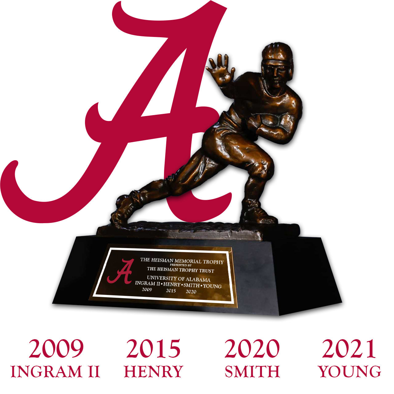 Alabama Crimson 2009/2015/2020/2021 NCAA Heisman Trophy