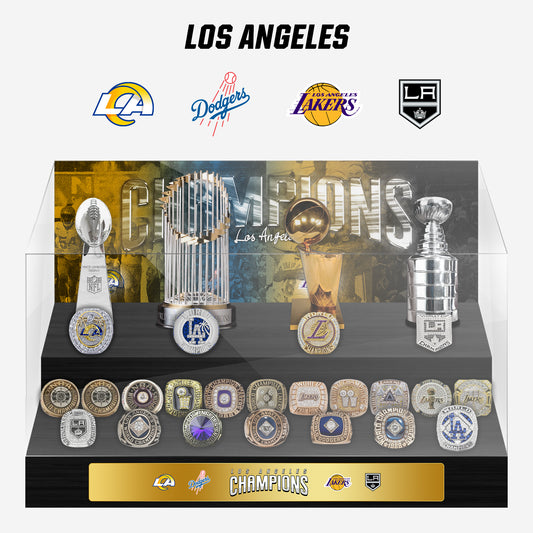 Los Angeles Championship Trophy and Rings Display Case