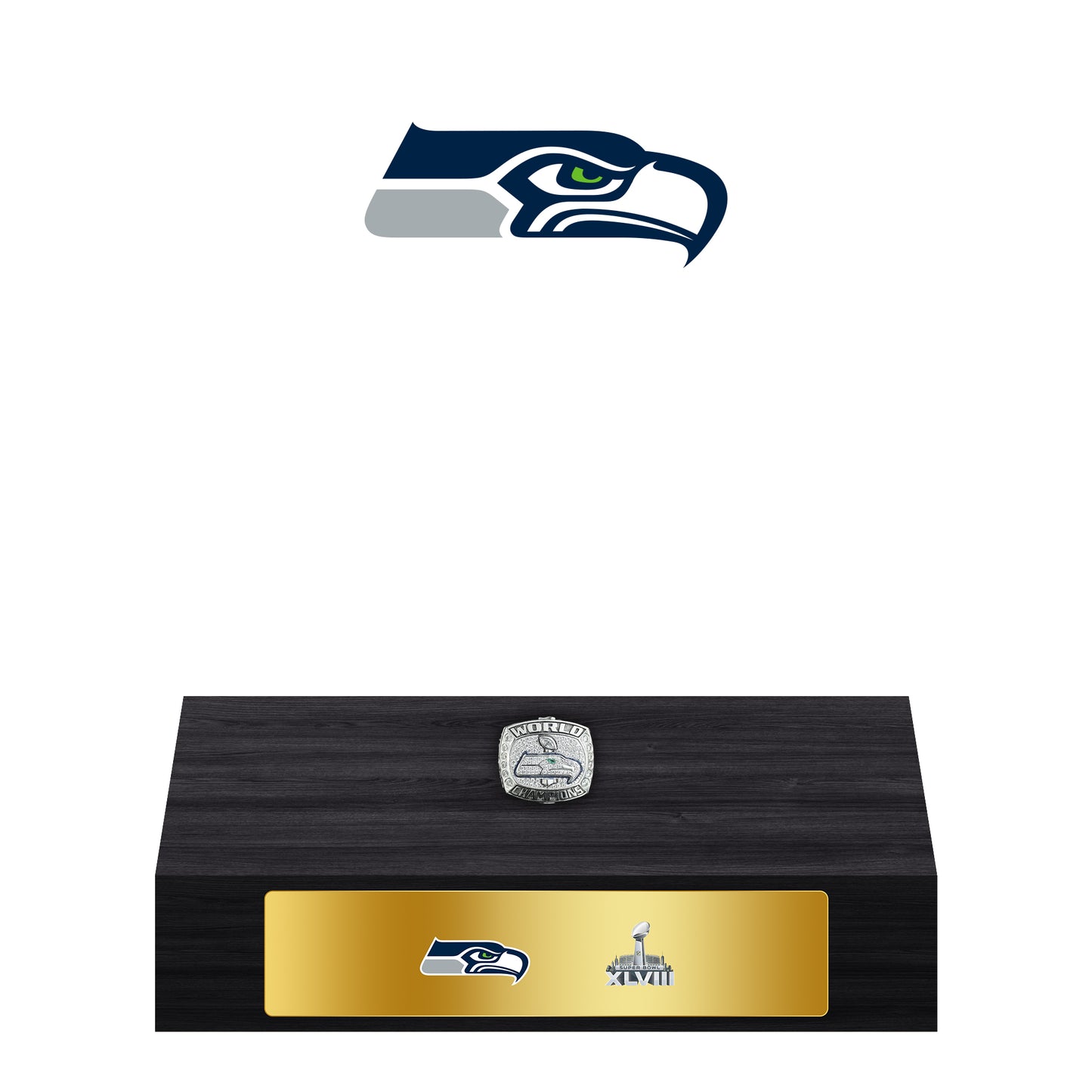 Seattle Seahawks Super Bowl Championship Trophy Ring Display Case