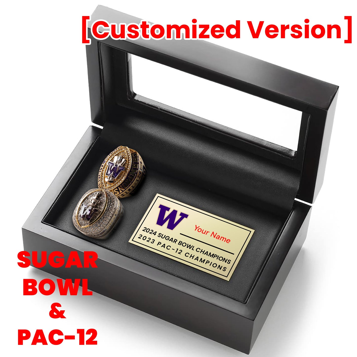 Washington Huskies 2024 Sugar Bowl&2023 Pac-12 Championship Ring-Official Edition