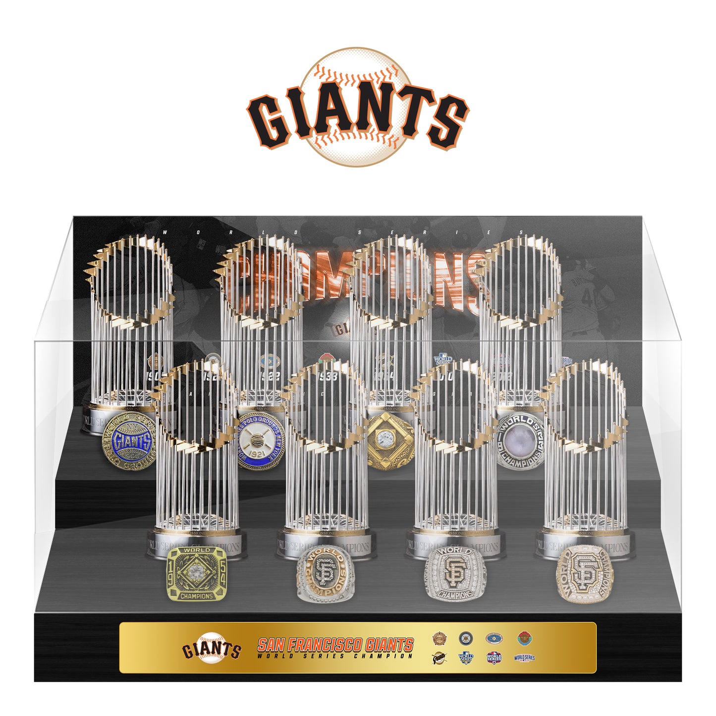 San Francisco Giants MLB World Series Championship Trophy And Ring Display Case