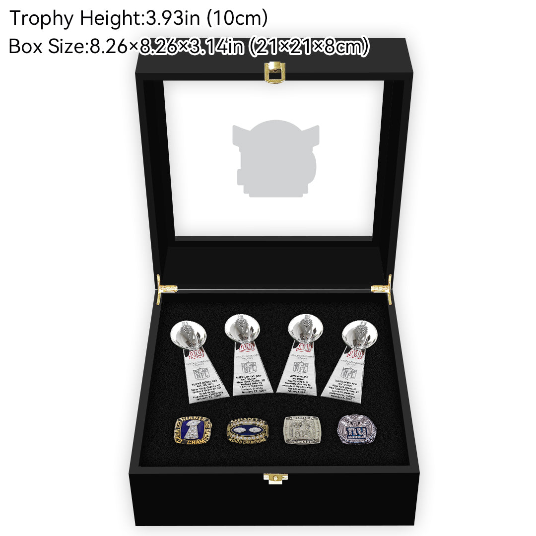 [NEW YORK GIANTS]4 Trophys and 4 Rings  Box