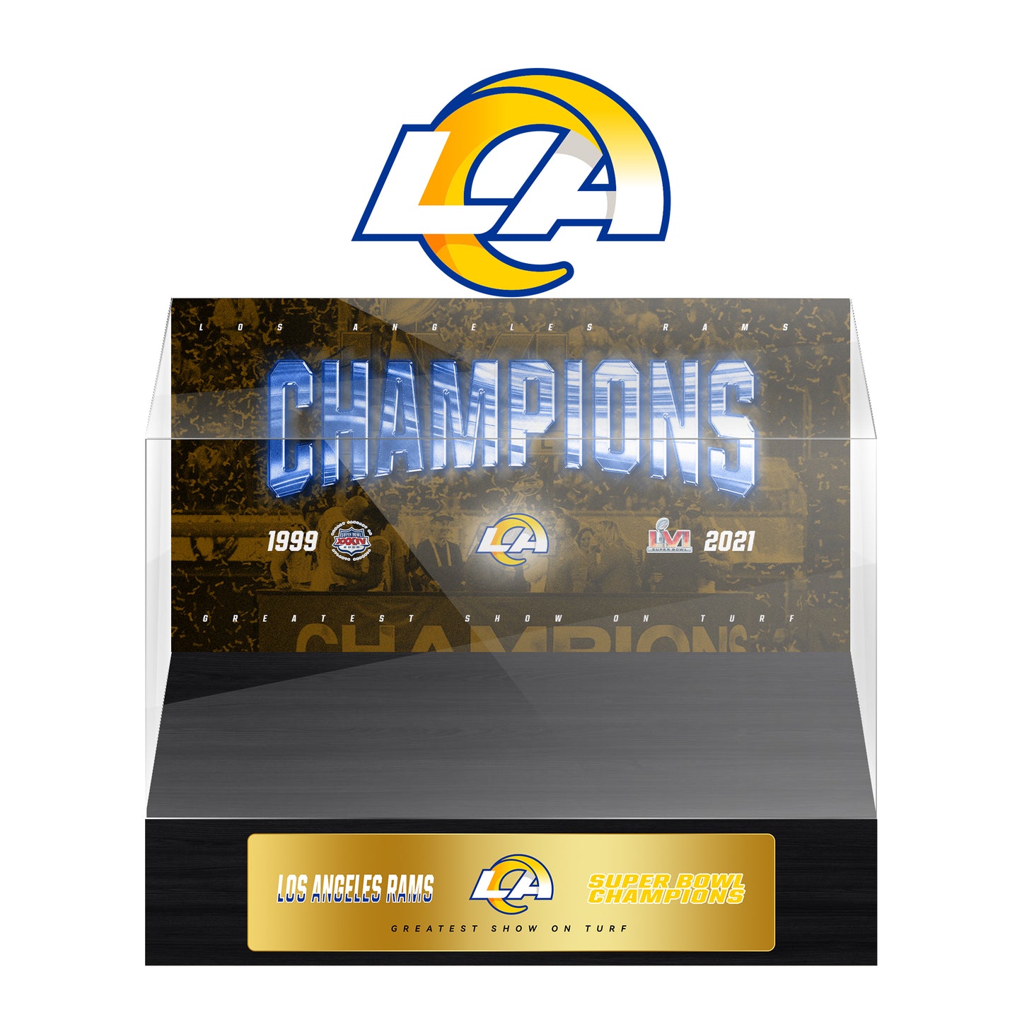 Los Angeles Rams Super Bowl Championship Trophy Ring Display Case