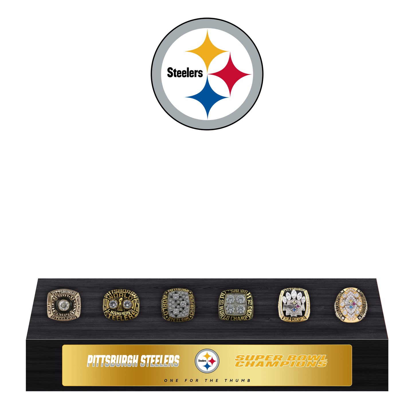 Pittsburgh Steelers Super Bowl Championship Trophy Ring Display Case