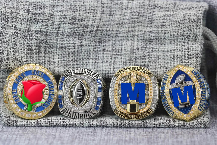 [ Premium Series]Wolverines Go Blue 2024 perfect season 4 championship rings set