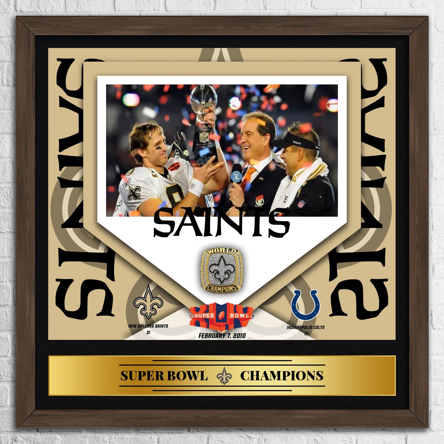 New Orleans Saints NFL Super Bowl Championship Ring Pendant Frame