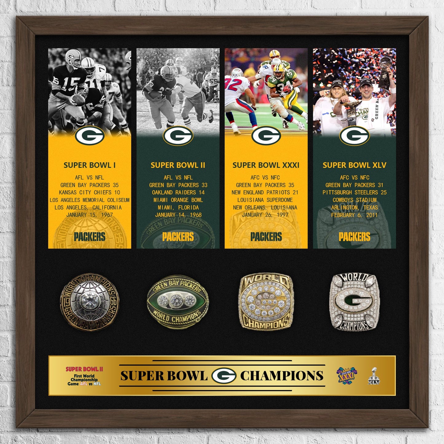 Green Bay Packers NFL Super Bowl Championship Ring Pendant Frame