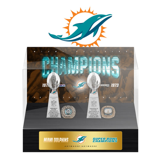 Miami Dolphins Super Bowl Championship Trophy Ring Display Case