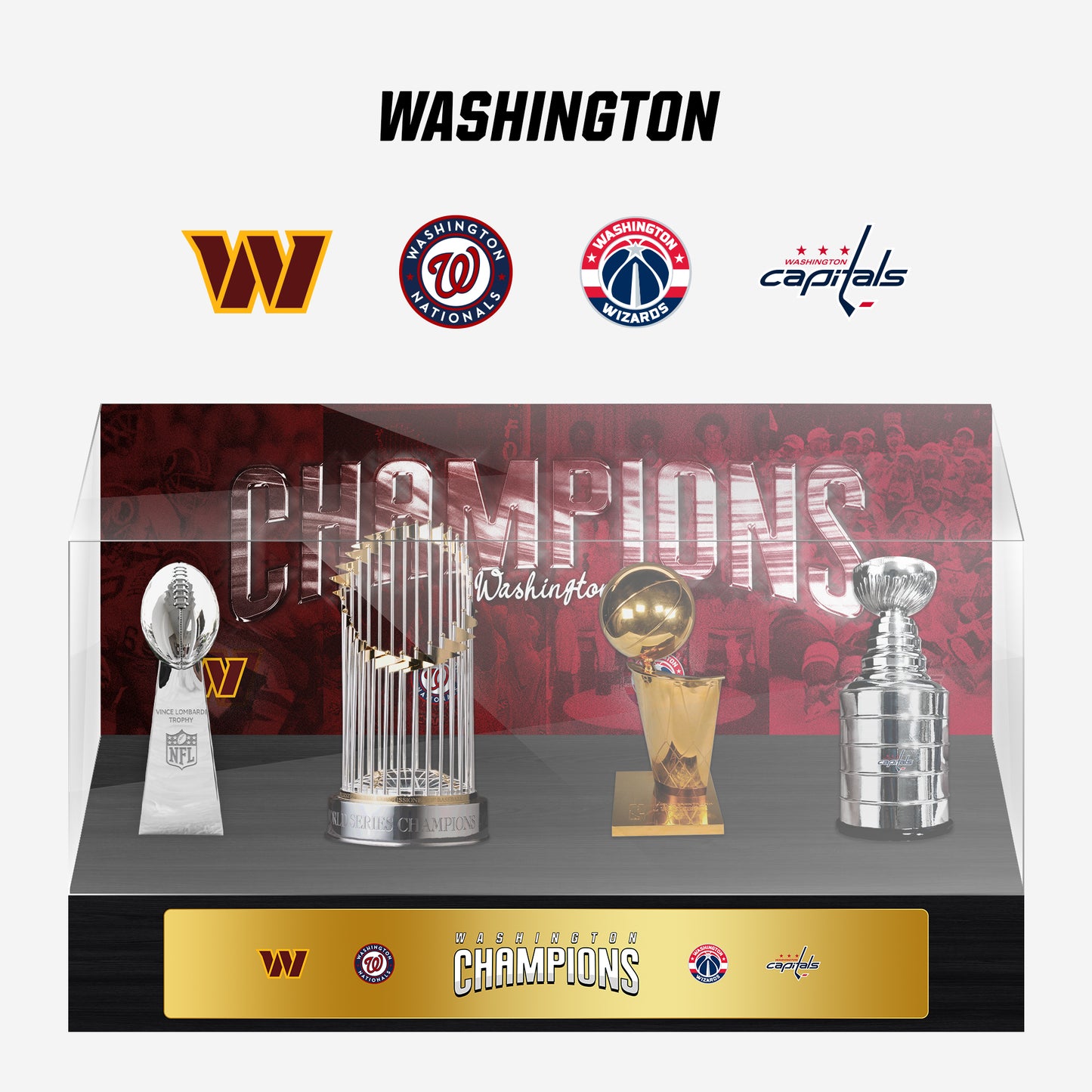 Washington, D.C. Championship Trophy and Rings Display Case