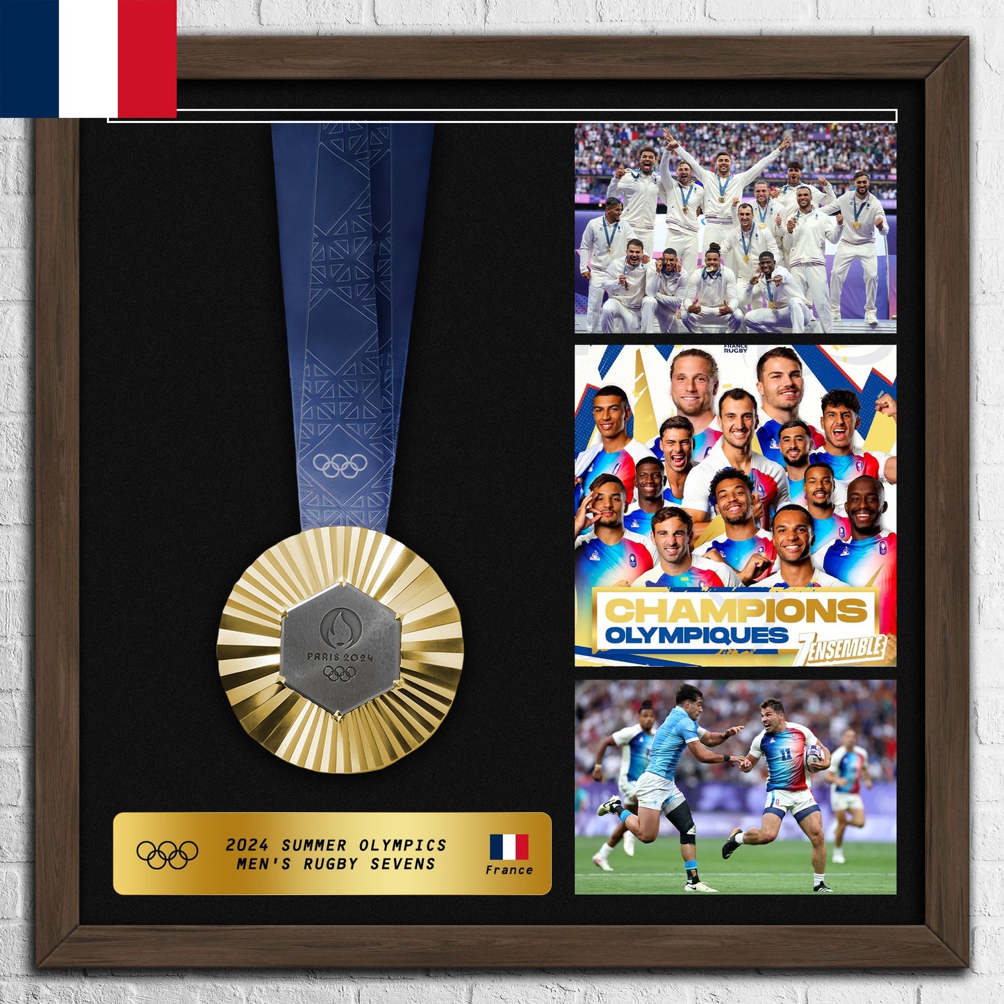 [France]2024 Olympic Gold Medal With Big Frame–Men's Rugby Sevens Tournament