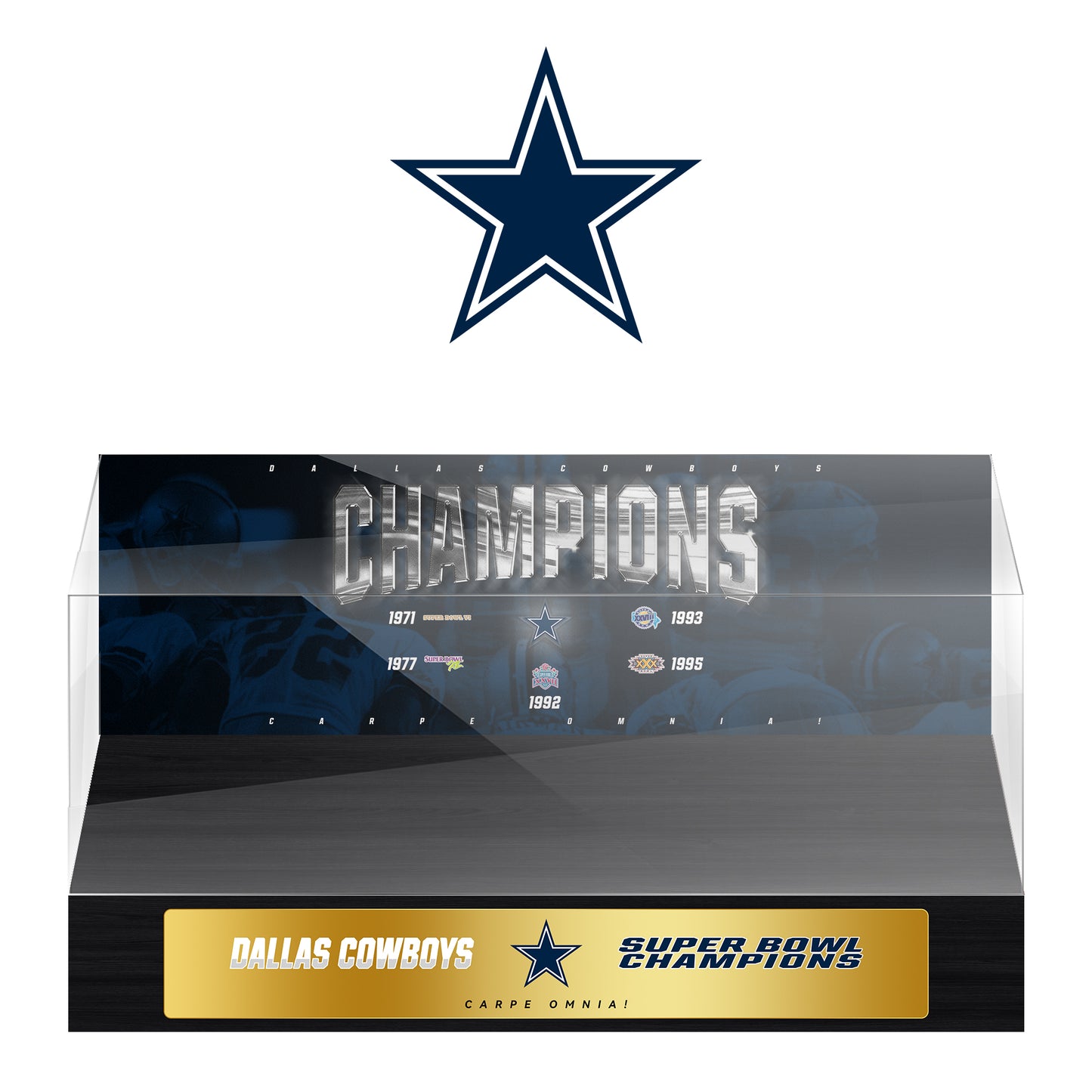 Dallas Cowboys Super Bowl Championship Trophy Ring Display Case