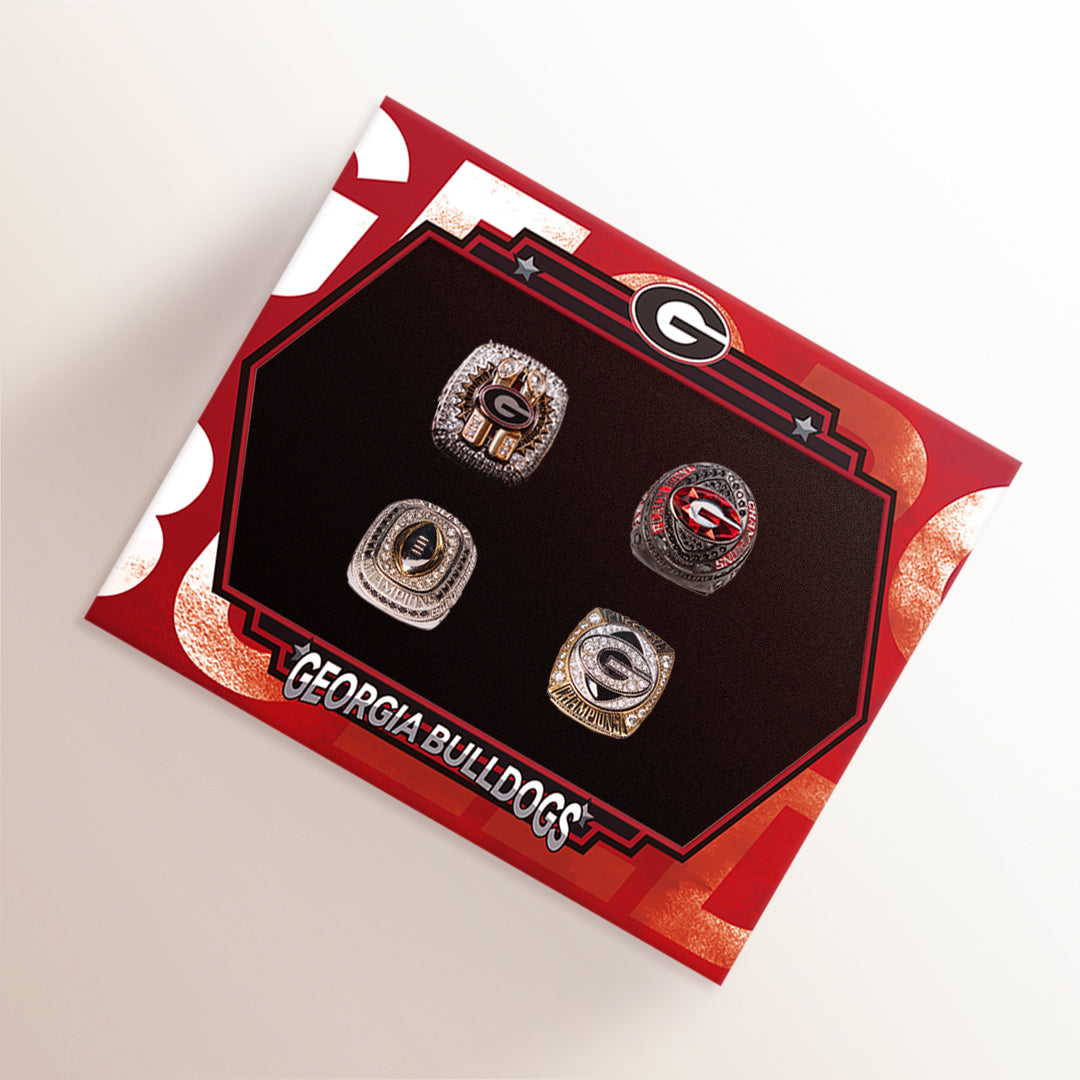 2022/23 Georgia Bulldogs  College  National Champions & SEC & Peach Bow & CFP  4 Championship Rings Box  NCAA