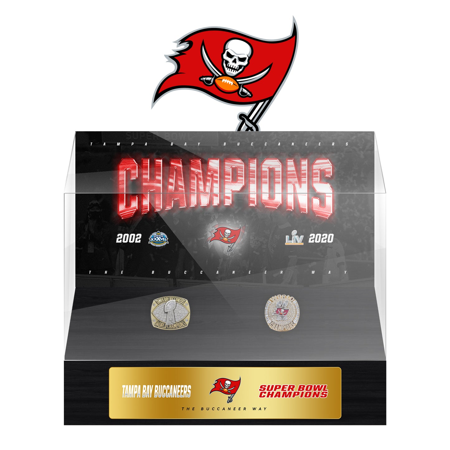 Tampa Bay Buccaneers Super Bowl Championship Trophy Ring Display Case