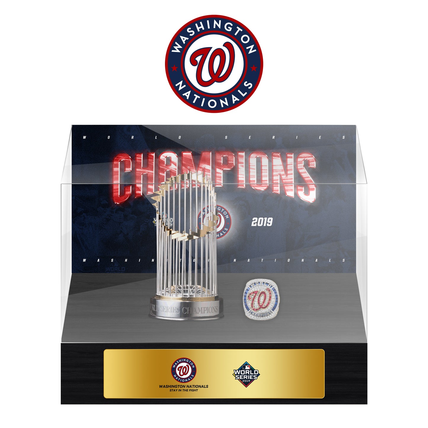 Washington Nationals MLB World Series Championship Trophy And Ring Display Case