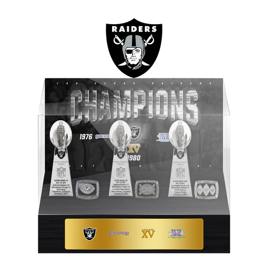 Oakland Raiders Super Bowl Championship Trophy Ring Display Case