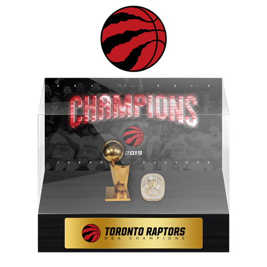 Toronto Raptors NBA Trophy And Ring Display Case SET